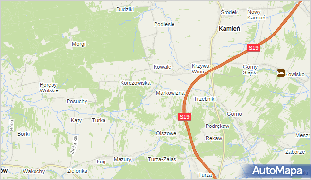 mapa Markowizna gmina Sokołów Małopolski, Markowizna gmina Sokołów Małopolski na mapie Targeo