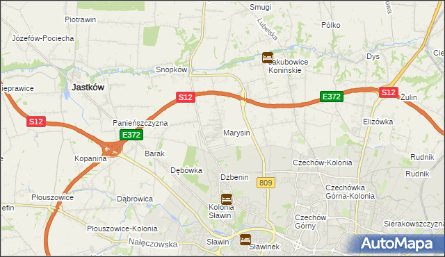 mapa Marysin gmina Jastków, Marysin gmina Jastków na mapie Targeo
