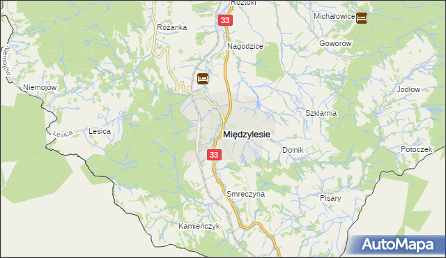 mapa Międzylesie powiat kłodzki, Międzylesie powiat kłodzki na mapie Targeo