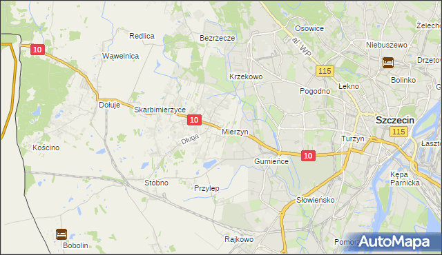 mapa Mierzyn gmina Dobra (Szczecińska), Mierzyn gmina Dobra (Szczecińska) na mapie Targeo