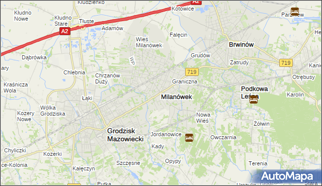 mapa Milanówek, Milanówek na mapie Targeo