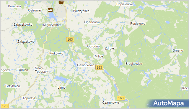 mapa Milice gmina Połczyn-Zdrój, Milice gmina Połczyn-Zdrój na mapie Targeo