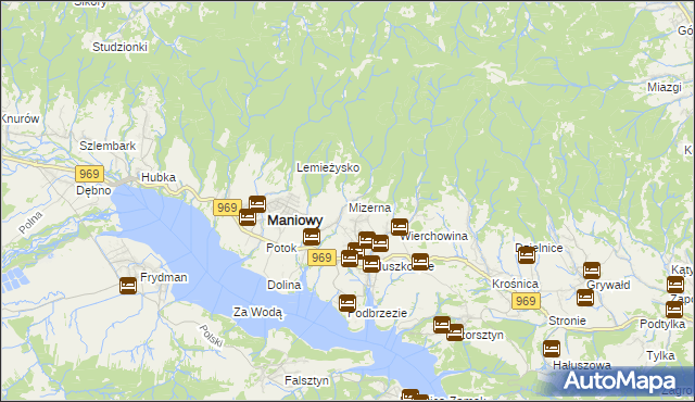 mapa Mizerna, Mizerna na mapie Targeo