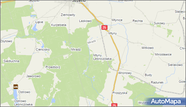 mapa Młyny Leśniczówka, Młyny Leśniczówka na mapie Targeo