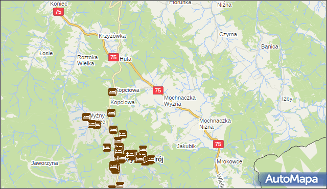 mapa Mochnaczka Wyżna, Mochnaczka Wyżna na mapie Targeo