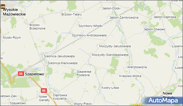 mapa Moczydły-Stanisławowięta, Moczydły-Stanisławowięta na mapie Targeo