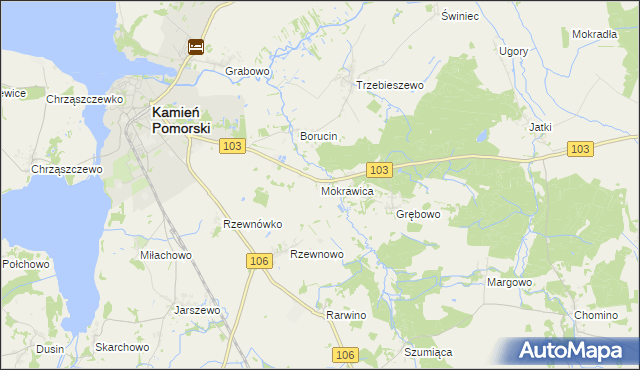 mapa Mokrawica, Mokrawica na mapie Targeo