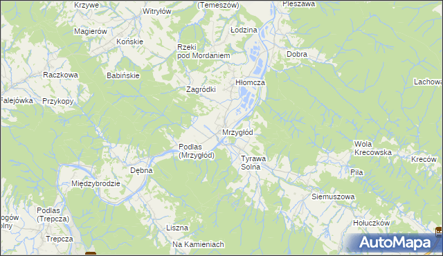 mapa Mrzygłód gmina Sanok, Mrzygłód gmina Sanok na mapie Targeo