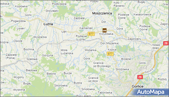 mapa Mszanka gmina Łużna, Mszanka gmina Łużna na mapie Targeo