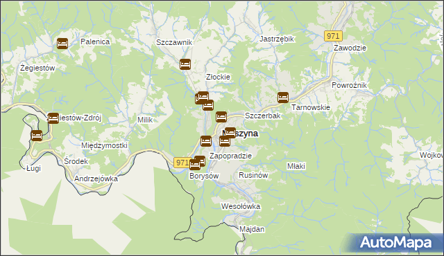 mapa Muszyna, Muszyna na mapie Targeo