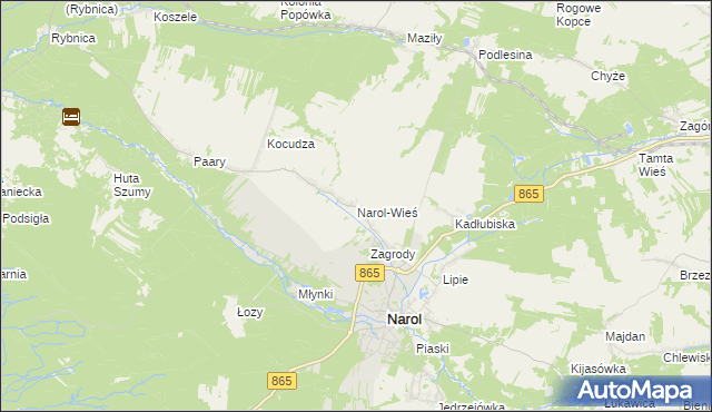 mapa Narol-Wieś, Narol-Wieś na mapie Targeo