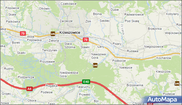 mapa Nawojowa Góra, Nawojowa Góra na mapie Targeo