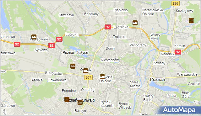 mapa Niestachów gmina Poznań, Niestachów gmina Poznań na mapie Targeo