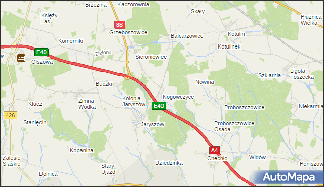 mapa Nogowczyce, Nogowczyce na mapie Targeo