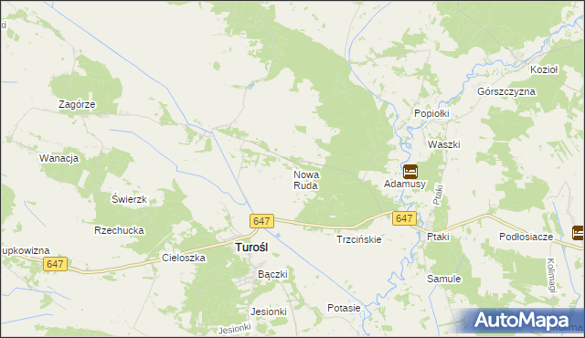 mapa Nowa Ruda gmina Turośl, Nowa Ruda gmina Turośl na mapie Targeo