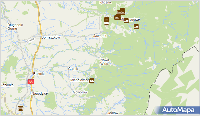 mapa Nowa Wieś gmina Międzylesie, Nowa Wieś gmina Międzylesie na mapie Targeo