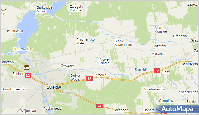 mapa Nowe Błogie, Nowe Błogie na mapie Targeo