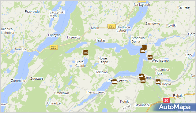 mapa Nowe Czaple gmina Stężyca, Nowe Czaple gmina Stężyca na mapie Targeo