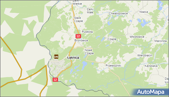 mapa Nowe Czaple gmina Trzebiel, Nowe Czaple gmina Trzebiel na mapie Targeo