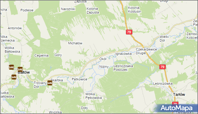 mapa Okół gmina Bałtów, Okół gmina Bałtów na mapie Targeo