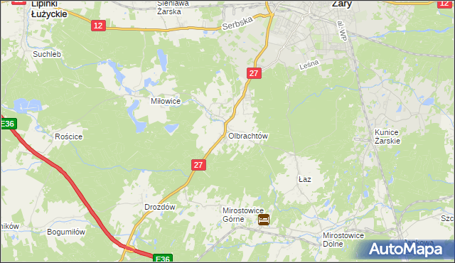 mapa Olbrachtów, Olbrachtów na mapie Targeo