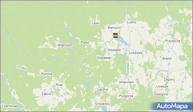 mapa Olszewiec gmina Miastko, Olszewiec gmina Miastko na mapie Targeo