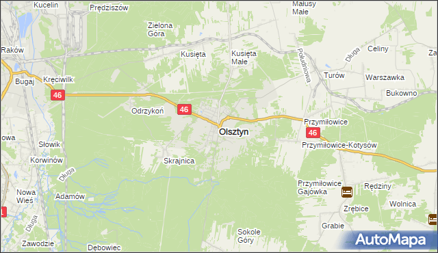 mapa Olsztyn powiat częstochowski, Olsztyn powiat częstochowski na mapie Targeo