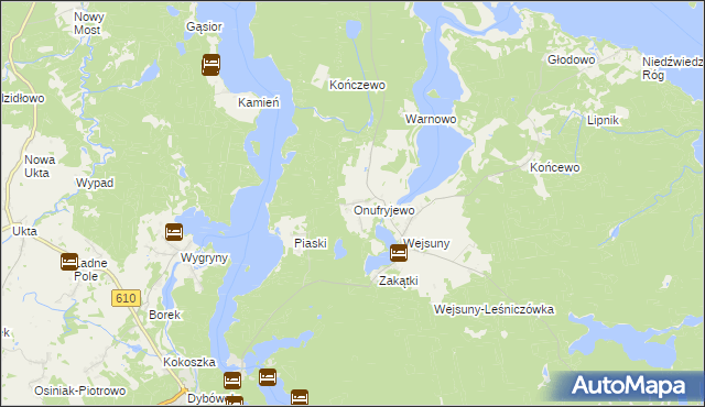 mapa Onufryjewo, Onufryjewo na mapie Targeo