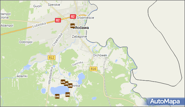 mapa Orchówek gmina Włodawa, Orchówek gmina Włodawa na mapie Targeo