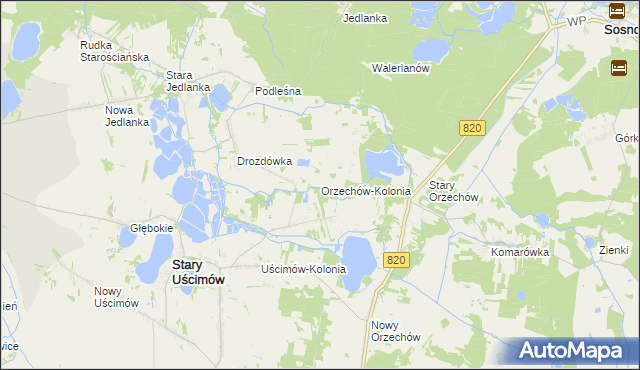 mapa Orzechów-Kolonia, Orzechów-Kolonia na mapie Targeo