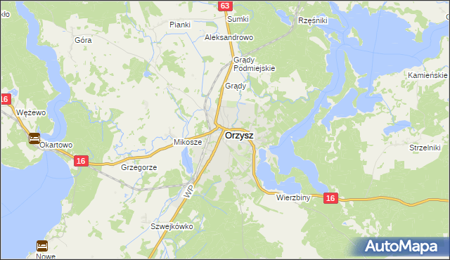 mapa Orzysz, Orzysz na mapie Targeo