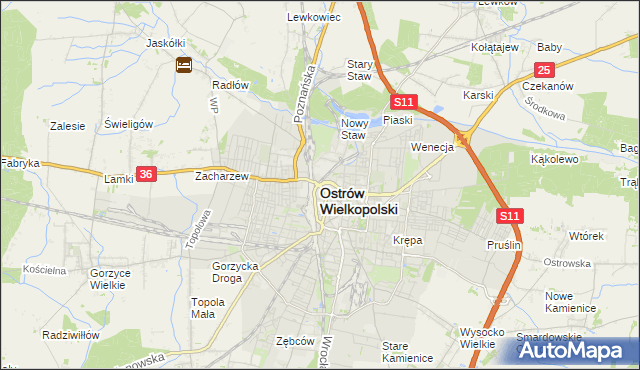 mapa Ostrów Wielkopolski, Ostrów Wielkopolski na mapie Targeo