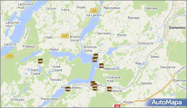 mapa Ostrzyce gmina Somonino, Ostrzyce gmina Somonino na mapie Targeo