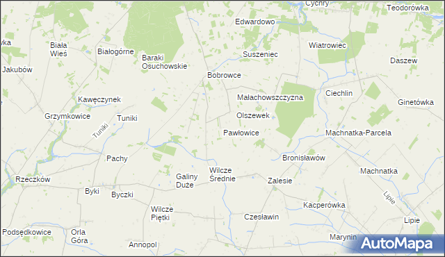 mapa Pawłowice gmina Mszczonów, Pawłowice gmina Mszczonów na mapie Targeo