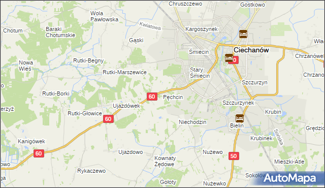 mapa Pęchcin, Pęchcin na mapie Targeo