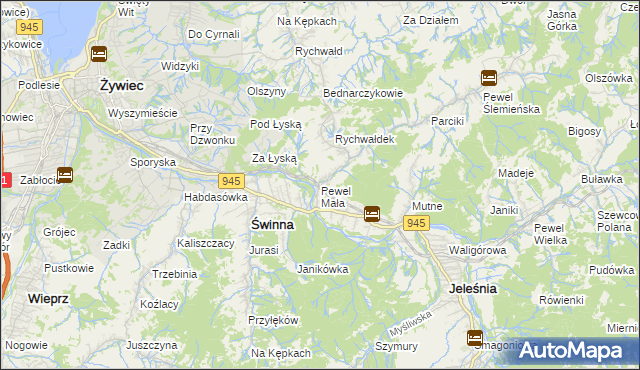 mapa Pewel Mała, Pewel Mała na mapie Targeo