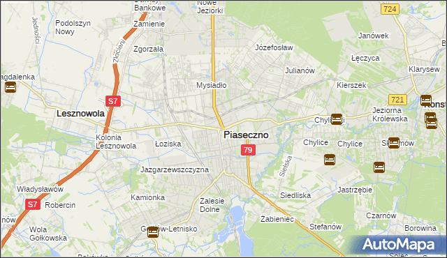 mapa Piaseczno, Piaseczno na mapie Targeo