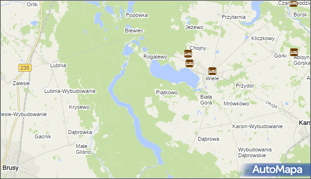 mapa Piątkowo gmina Karsin, Piątkowo gmina Karsin na mapie Targeo