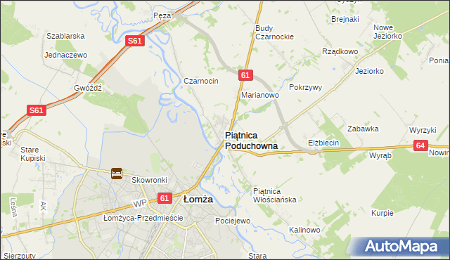 mapa Piątnica Poduchowna, Piątnica Poduchowna na mapie Targeo