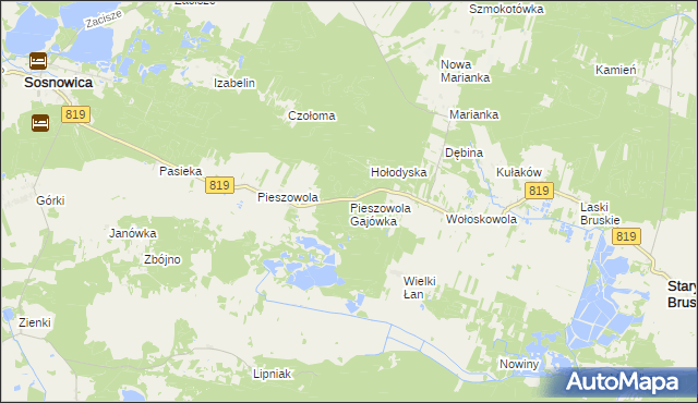 mapa Pieszowola Gajówka, Pieszowola Gajówka na mapie Targeo