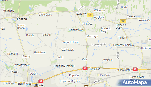 mapa Pilaszków gmina Ożarów Mazowiecki, Pilaszków gmina Ożarów Mazowiecki na mapie Targeo