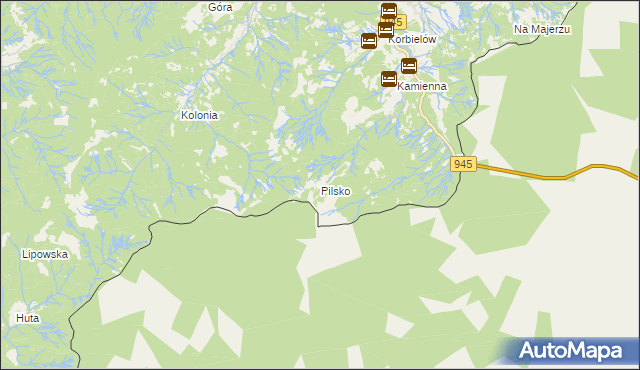 mapa Pilsko gmina Jeleśnia, Pilsko gmina Jeleśnia na mapie Targeo