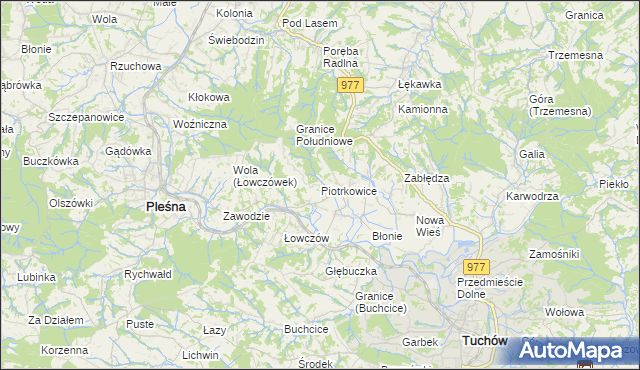 mapa Piotrkowice gmina Tuchów, Piotrkowice gmina Tuchów na mapie Targeo