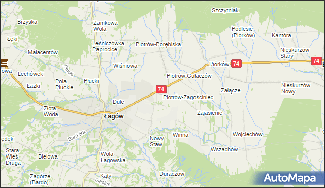 mapa Piotrów-Zagościniec, Piotrów-Zagościniec na mapie Targeo