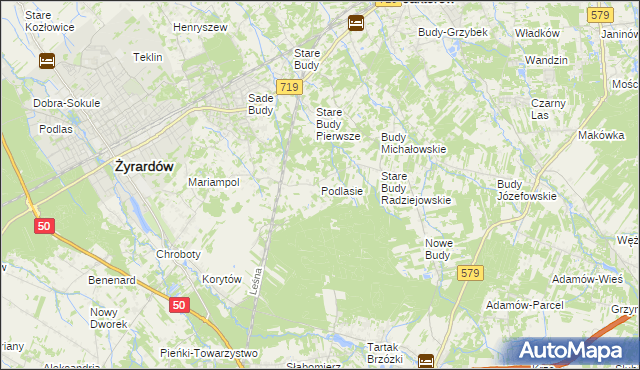 mapa Podlasie gmina Radziejowice, Podlasie gmina Radziejowice na mapie Targeo