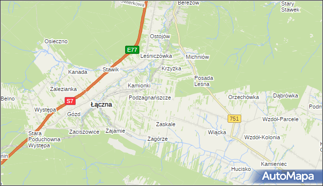 mapa Podłazie gmina Łączna, Podłazie gmina Łączna na mapie Targeo