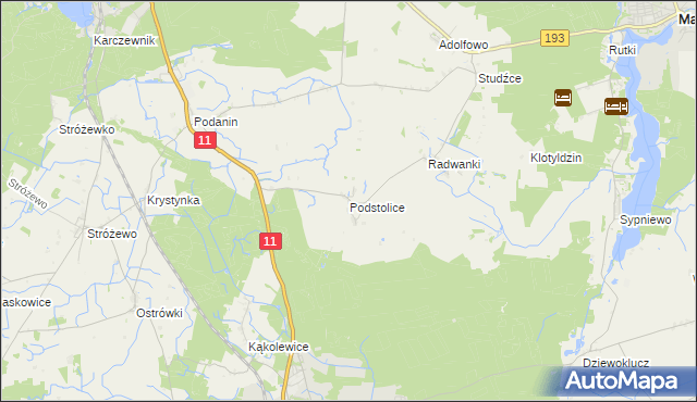 mapa Podstolice gmina Budzyń, Podstolice gmina Budzyń na mapie Targeo
