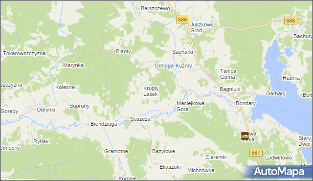 mapa Pólko gmina Michałowo, Pólko gmina Michałowo na mapie Targeo