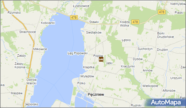 mapa Popów gmina Pęczniew, Popów gmina Pęczniew na mapie Targeo