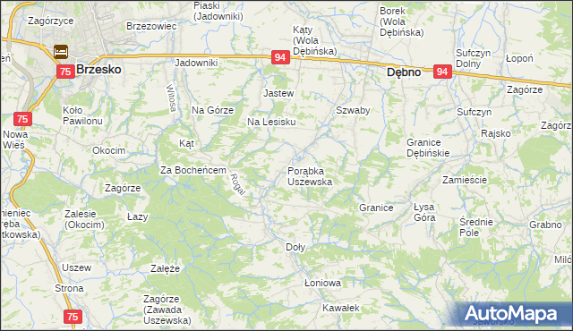 mapa Porąbka Uszewska, Porąbka Uszewska na mapie Targeo